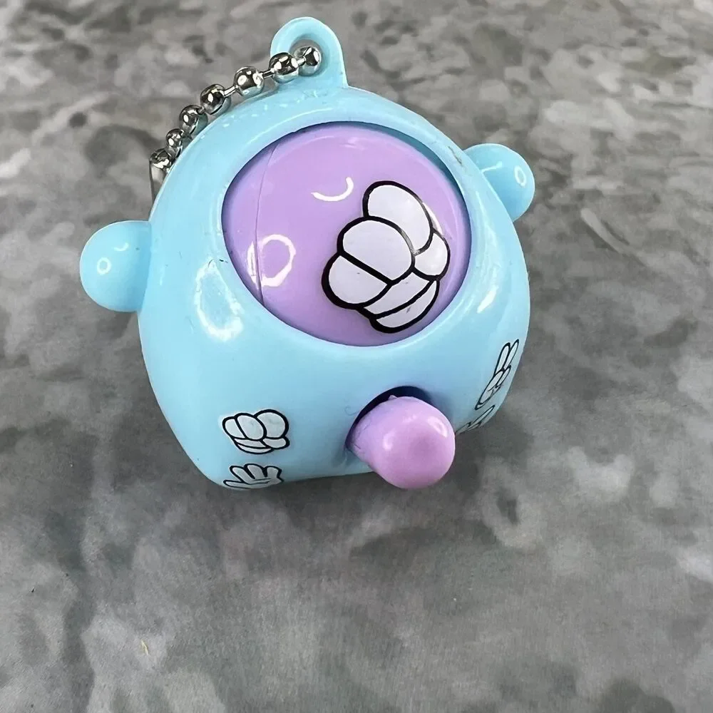 Light Blue Bunny Keychain Peace Sign Hand Gesture Y2K Kawaii Figural Keyring